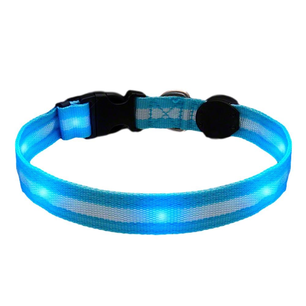 LED Blue Flashing Striped Dog Collar-0