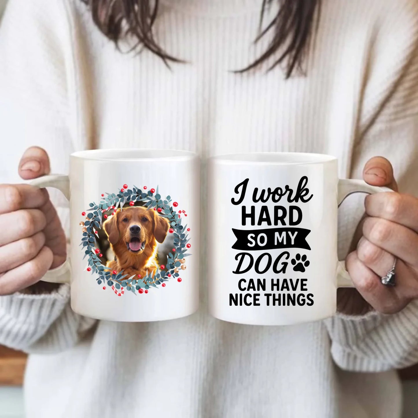 Christmas Floral Frames - Personalised Image & Pick Your Quote Mug