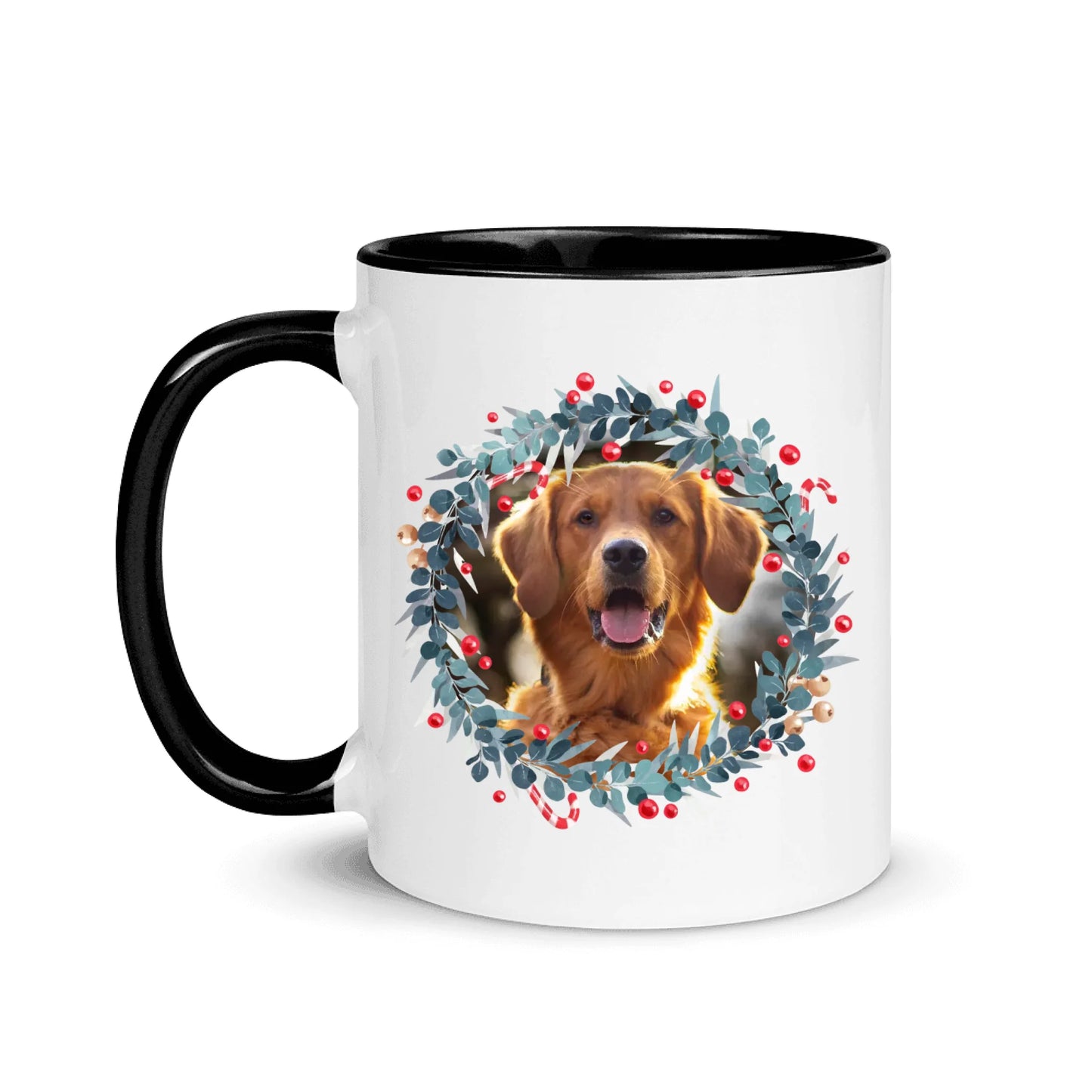 Christmas Floral Frames - Personalised Image & Pick Your Quote Mug