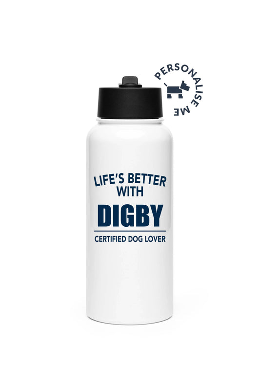 Stainless Steel Water Bottle with Straw Lid - Personalised