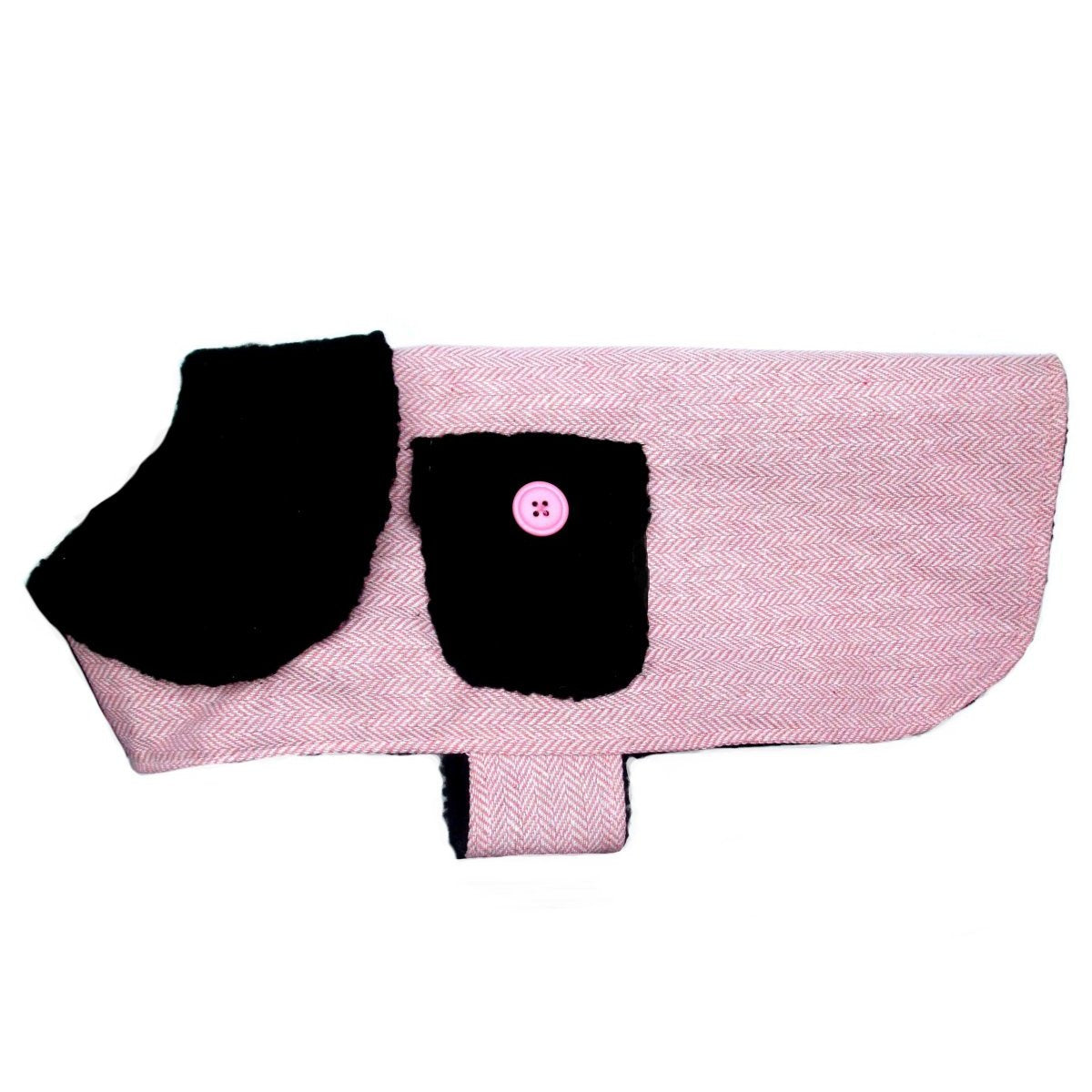 Pink Herringbone Dog Coat