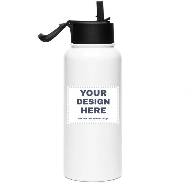 Stainless Steel Water Bottle with Straw Lid - Personalised