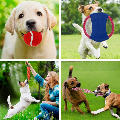 7 Pcs Interactive Dog Toy Kit Cotton Rope Ball Chew Flying Disc Toys for Large Medium Small Dogs Teeth Cleaning Pet Products