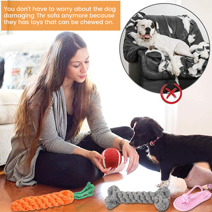 7 Pcs Interactive Dog Toy Kit Cotton Rope Ball Chew Flying Disc Toys for Large Medium Small Dogs Teeth Cleaning Pet Products