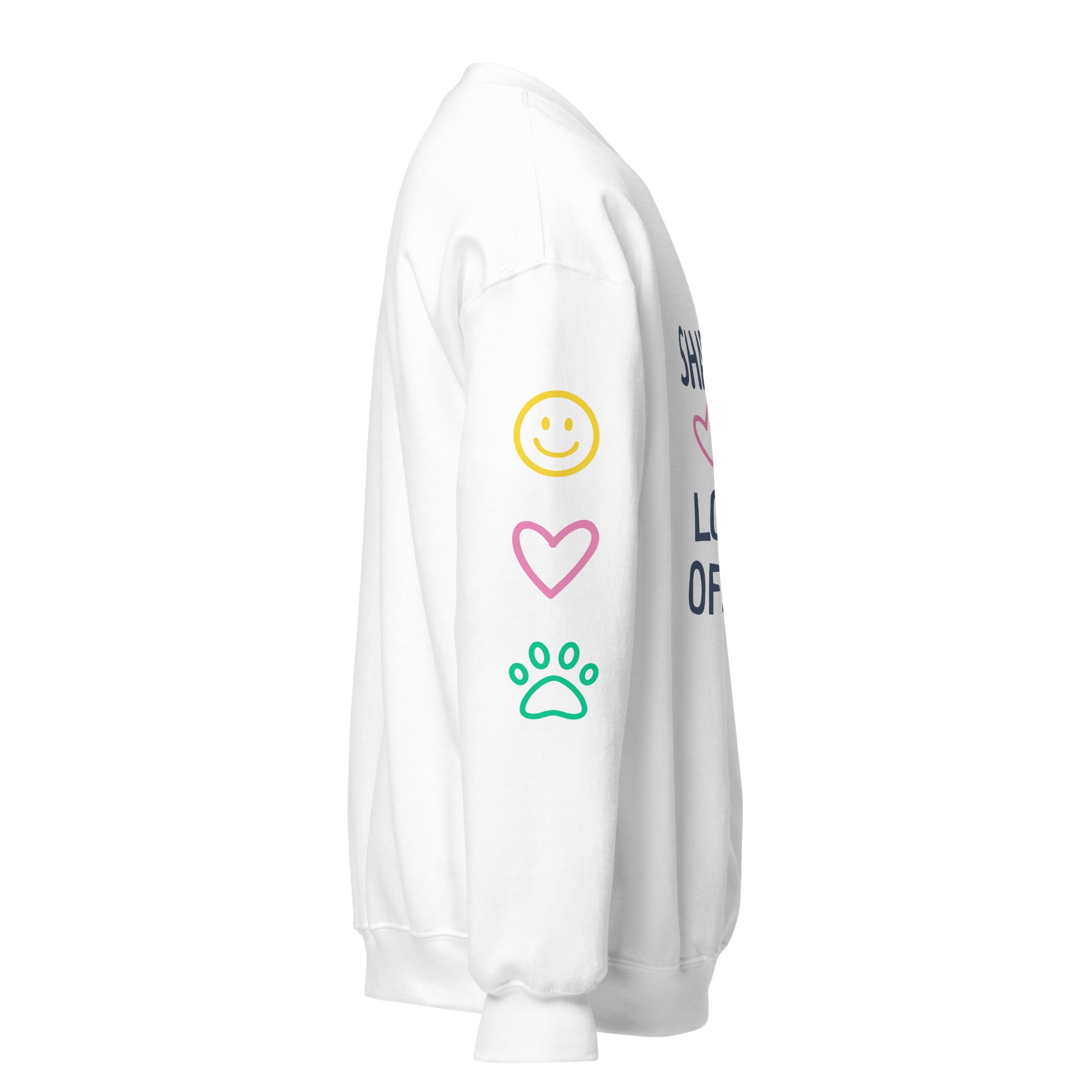 "Share the Love" Unisex Slogan Sweatshirt (white multi)