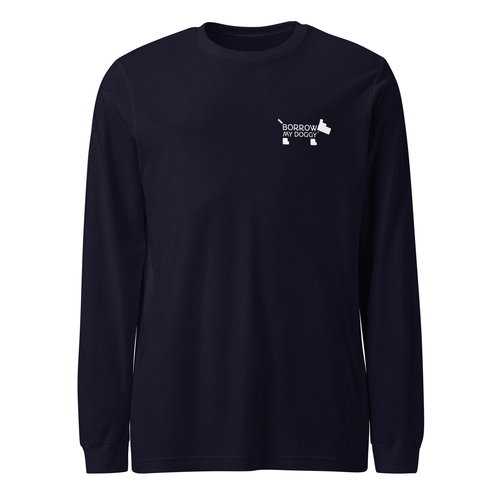 "BorrowMyDoggy Small Logo" Unisex Long Sleeve Tee (Darks)